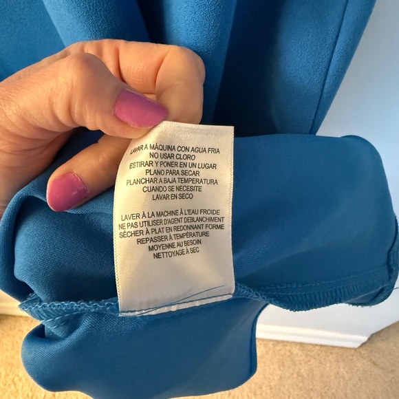 Donna Morgan Women's Mock A-Line Dress with Twist Neck Detail, Directoire Blue 8 - Picture 8 of 9